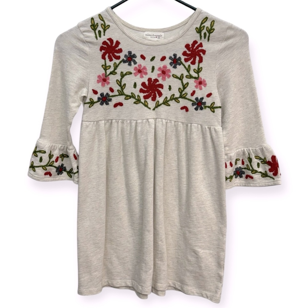 Mimi & Maggie Girls Beautiful Embroidered Long Sleeve Dress Size 7-8